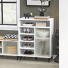 SoBuy FSB61-W, Shoe Cabinet Storage Cupboard Sideboard With Glass Sliding Door, White