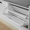 SoBuy FSR62-W, Hallway Shoe Bench Shoe Rack Shoe Cabinet with Flip-drawer and Seat Cushion, White