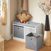 SoBuy FSR65-K-DG, 2 Baskets Hallway Bedroom Storage Shoe Bench with Seat Cushion, Grey