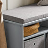 SoBuy FSR67-DG, 3 Baskets Hallway Bedroom Storage Bench, Shoe Bench Shoe Rack Shoe Cabinet, Grey