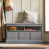 SoBuy FSR67-DG, 3 Baskets Hallway Bedroom Storage Bench, Shoe Bench Shoe Rack Shoe Cabinet, Grey