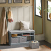 SoBuy FSR67-DG, 3 Baskets Hallway Bedroom Storage Bench, Shoe Bench Shoe Rack Shoe Cabinet, Grey