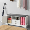 SoBuy FSR71-W, Shoe Rack Hallway Storage Bench with Seat Cushion, White