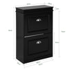 SoBuy FSR78-SCH, Shoe Rack Cabinet with 2 Flip Drawers, Slim Shoe Storage Unit for Hallway, Entryway, Corridor, Small Spaces, MDF Wooden Cupboard Black 54x24x82cm