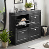 SoBuy FSR79-SCH, Shoe Rack Cabinet with 4 Flip Drawers, Slim Shoe Storage Unit for Hallway, Entryway, Corridor, Small Spaces, MDF Wooden Cupboard, Black 105x24x82cm