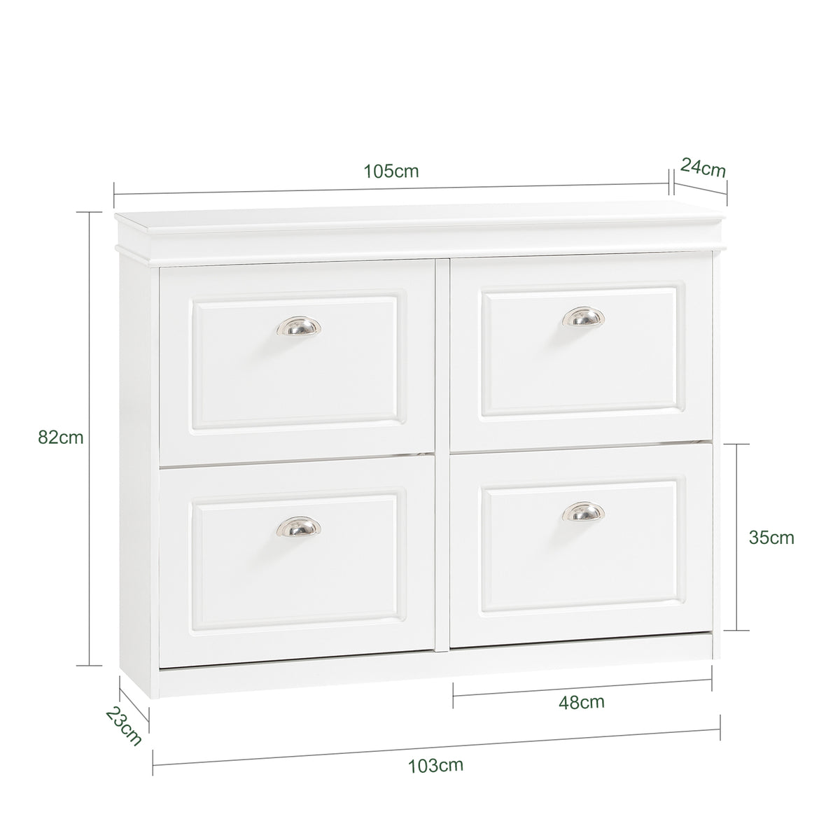 SoBuy FSR79-W white shoe cabinet W105 x D24 x H83cm white background