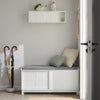 SoBuy FSR86-W, Shoe Bench Shoe Cabinet with 2 Sliding Doors and Seat Cushion, White