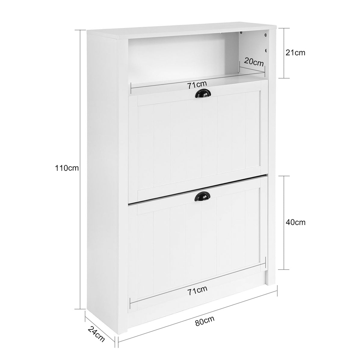 SoBuy FSR87-W, Shoe Cabinet Shoe Rack Shoe Cupboard with 1 Storage Compartment and 2 Drawers, White