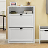 SoBuy FSR87-W, Shoe Cabinet Shoe Rack Shoe Cupboard with 1 Storage Compartment and 2 Drawers, White