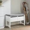 SoBuy FSR88-W, Hallway Bedroom Bench Shoe Bench with Seat Cushion and 2 Drawers, White