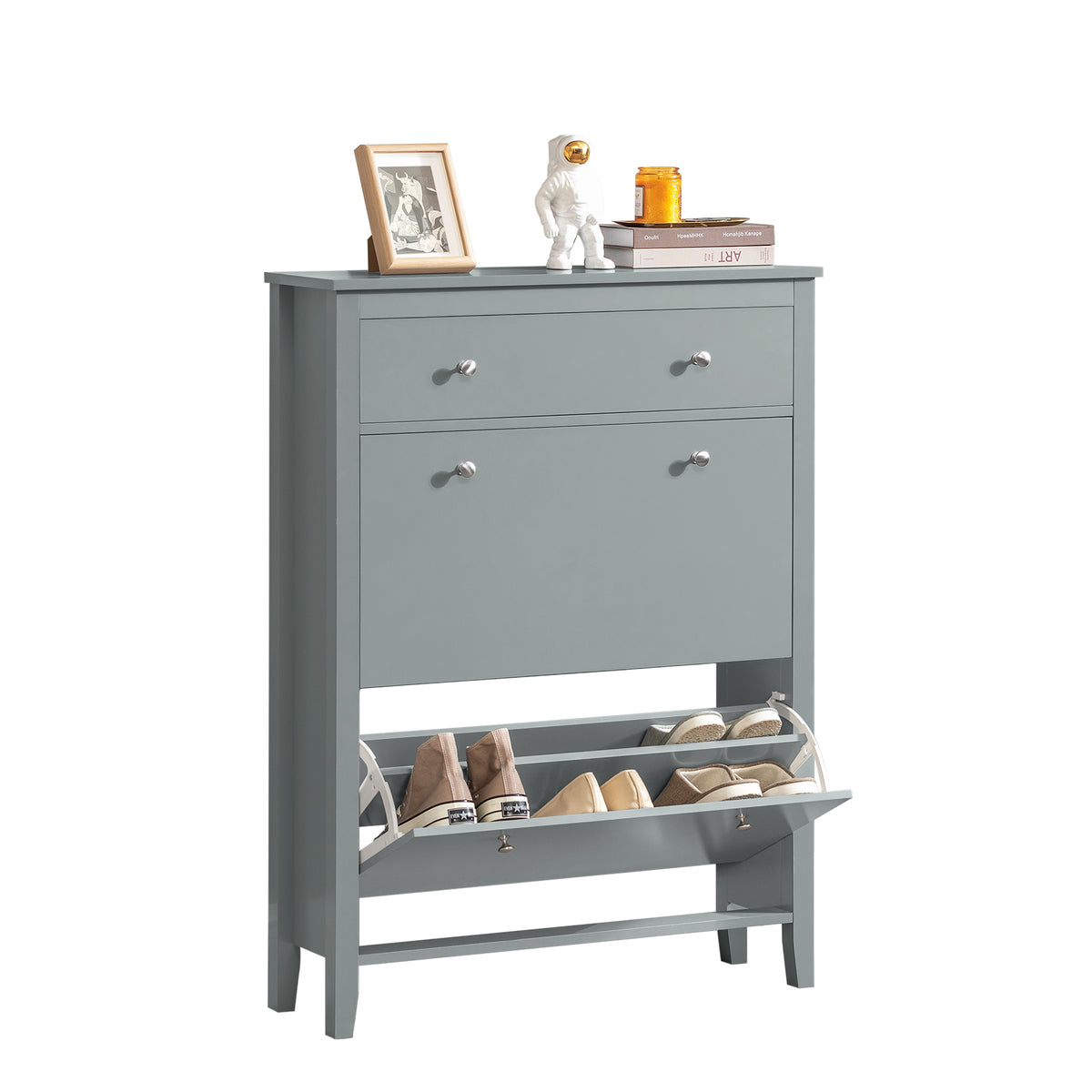 SoBuy FSR89-HG, Shoe Cabinet Shoe Rack Shoe Storage Cupboard Organizer Unit, Grey