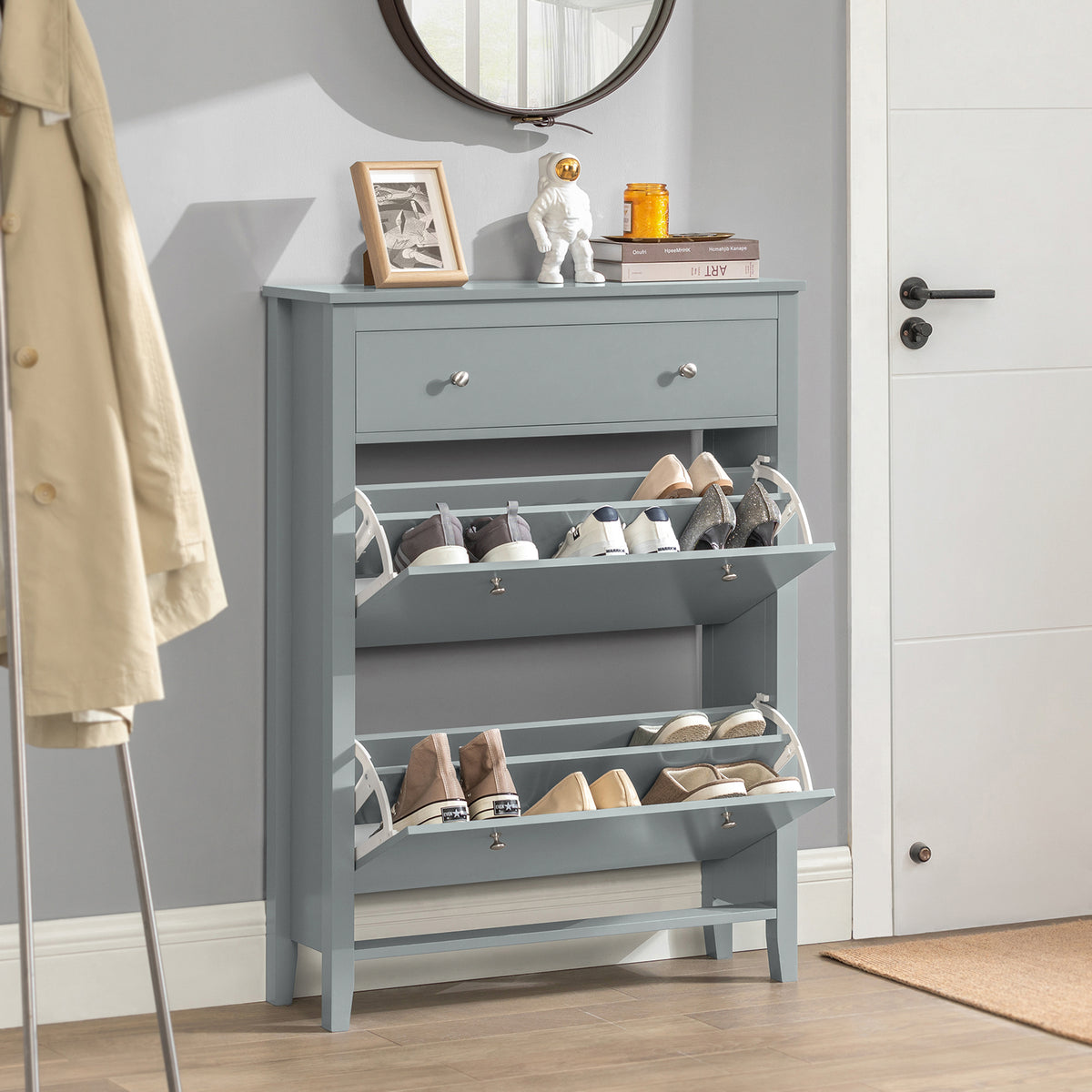 SoBuy FSR89-HG, Shoe Cabinet Shoe Rack Shoe Storage Cupboard Organizer Unit, Grey
