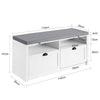 SoBuy FSR90-W, Hallway Storage Bench Shoe Bench Shoe Rack Shoe Cabinet with Seat Cushion, White-clearance