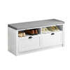 SoBuy FSR90-W, Hallway Storage Bench Shoe Bench Shoe Rack Shoe Cabinet with Seat Cushion, White-clearance