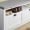 SoBuy FSR90-W, Hallway Storage Bench Shoe Bench Shoe Rack Shoe Cabinet with Seat Cushion, White-clearance