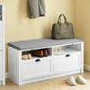 SoBuy FSR90-W, Hallway Storage Bench Shoe Bench Shoe Rack Shoe Cabinet with Seat Cushion, White-clearance