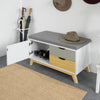 SoBuy FSR92-W, Hallway Shoe Bench Shoe Rack with 1 Cabinet and 2 Drawers, White