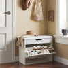 SoBuy FSR95-W, Shoe Rack Shoe Bench Shoe Cabinet with Folding Padded Seat & Flip-drawer, White