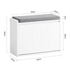 SoBuy FSR98-W, Shoe Storage Bench with Cushion - Shoe Rack & Cabinet with Flip Drawers, Modern Design, Space-Saving, 150kg Load Capacity, Ideal for Hallway & Living Room, White W62 x D26 x H46cm