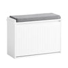 SoBuy FSR98-W, Shoe Storage Bench with Cushion - Shoe Rack & Cabinet with Flip Drawers, Modern Design, Space-Saving, 150kg Load Capacity, Ideal for Hallway & Living Room, White W62 x D26 x H46cm