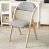Pre-sale SoBuy FST92-Nx2, Dining Chairs Set of 2 Folding Chairs Indoor Wooden Padded Kitchen & Office Chair with Ergonomic Backrest, Compact & Space-Saving Kitchen Chair Light Grey 47.5 x 59 x 77 cm
