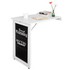 SoBuy FWT20-W, Folding Wall-mounted Drop-leaf Table, Dining Table Desk with Blackboard, White