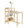 SoBuy FWT69-N, Rubber Wood Dining Table Kitchen Table with 4 Storage Shelves, Wood