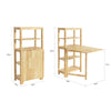 SoBuy FWT70-N, Folding Rubber Wood Dining Table Kitchen Table with 5 Storage Shelves, Wood
