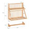 SoBuy KCR11-N, Wall Mounted Kitchen Plate Storage Rack with 2 Shelves and Towel Holder, Wood