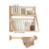 SoBuy KCR11-N, Wall Mounted Kitchen Plate Storage Rack with 2 Shelves and Towel Holder, Wood
