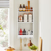 SoBuy KCR12-W, Kitchen Wall Shelf Spice Rack Wall Mounted Shelf Rack with 3 Shelves and 3 Hooks White W38 x D17 x H75cm