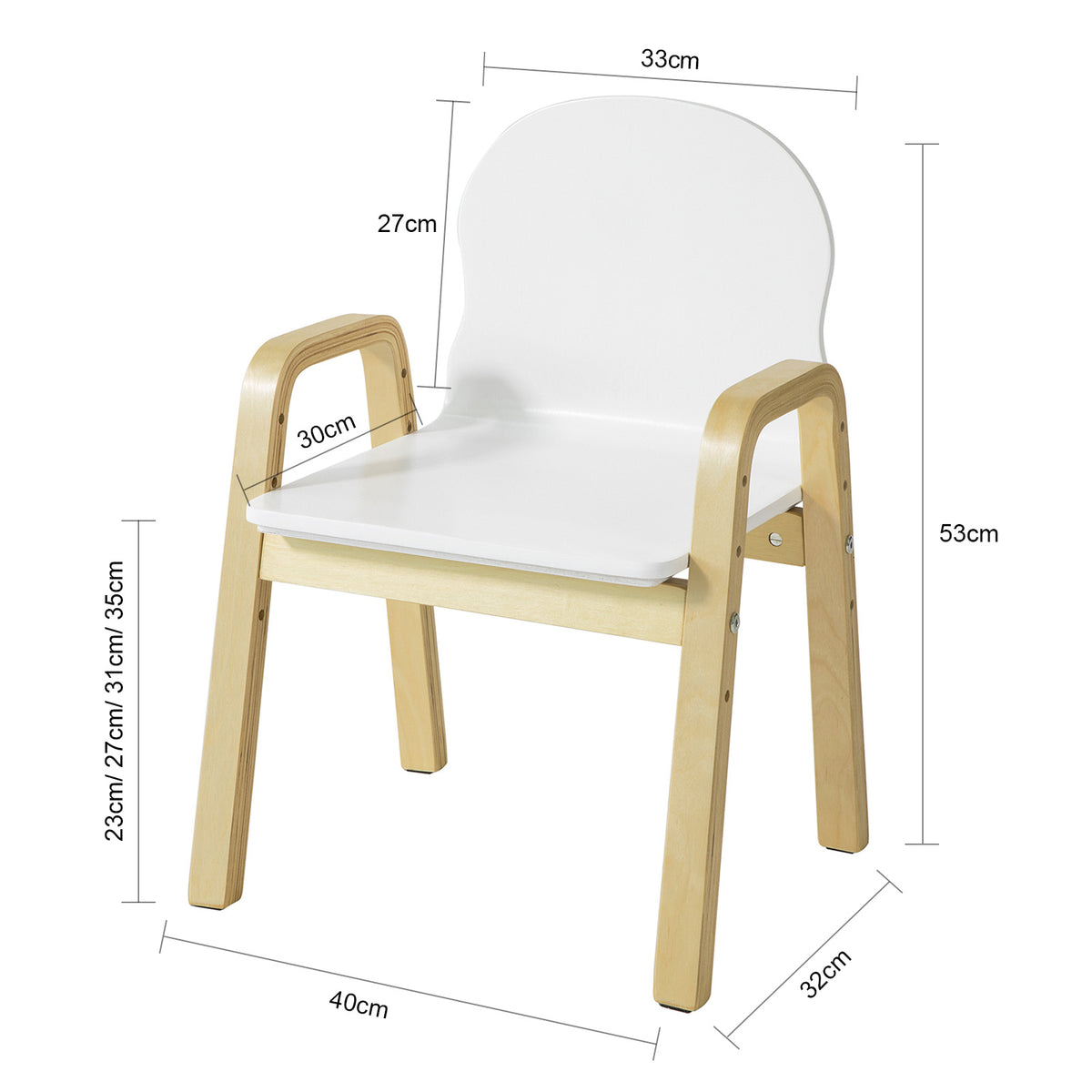 SoBuy KMB24-Wx2, Set of 2 Children Chairs, Wooden Kids Children Chair Stool, White