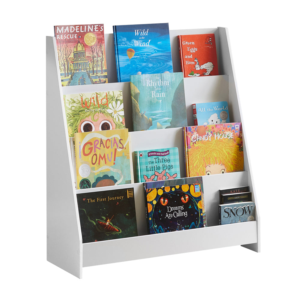 SoBuy KMB32-W, Kids Bookshelf Toy Storage Children's Bookcase with 4 Shelves Baby Book Shelf Kids Book Storage White 80x30x88cm