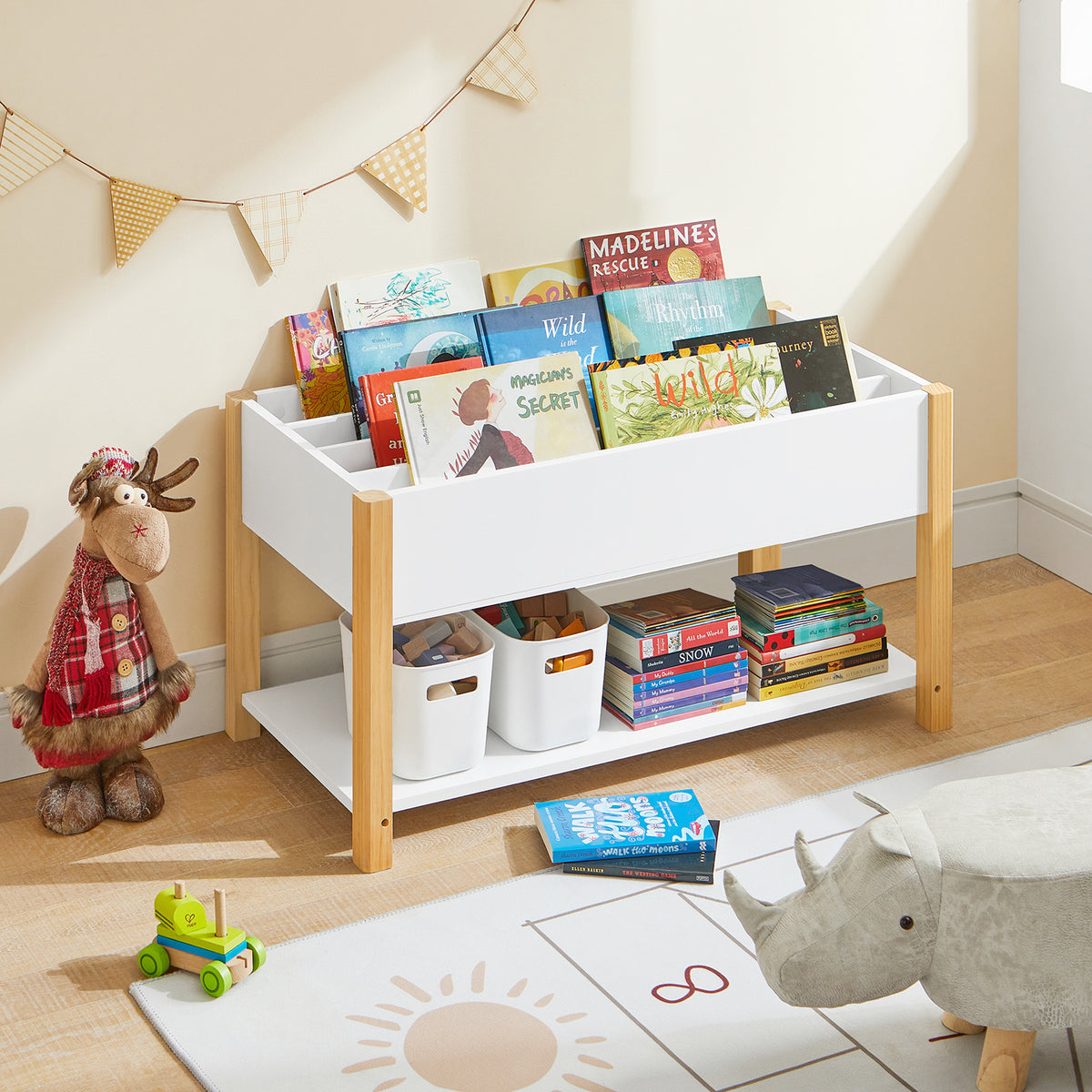 SoBuy KMB35-W, Children Bookcase Toy Shelf Storage Display Shelf Rack Organizer, White