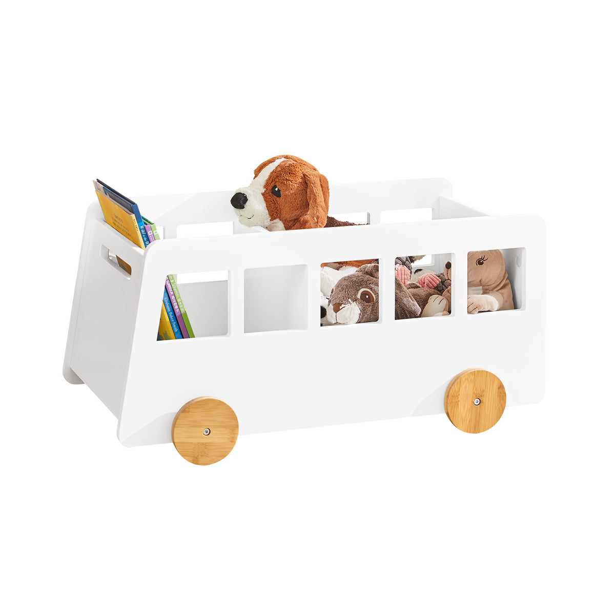 SoBuy KMB41-W, Children Bookcase Toy Storage Shelf Bus Shaped Shelf, White