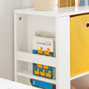 SoBuy KMB48-W, Children Bookcase Book Shelf with Side Shelves and 2 Fabric Drawers, White
