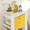 SoBuy KMB48-W, Children Bookcase Book Shelf with Side Shelves and 2 Fabric Drawers, White