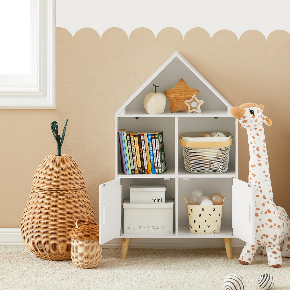 SoBuy KMB58-W, Children Kids Bookcase Toy Shelf Storage Display Shelf Rack, White