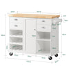 SoBuy KNL03-WN, Kitchen Trolley Cart, Kitchen Island Cabinet Cupboard Sideboard, White
