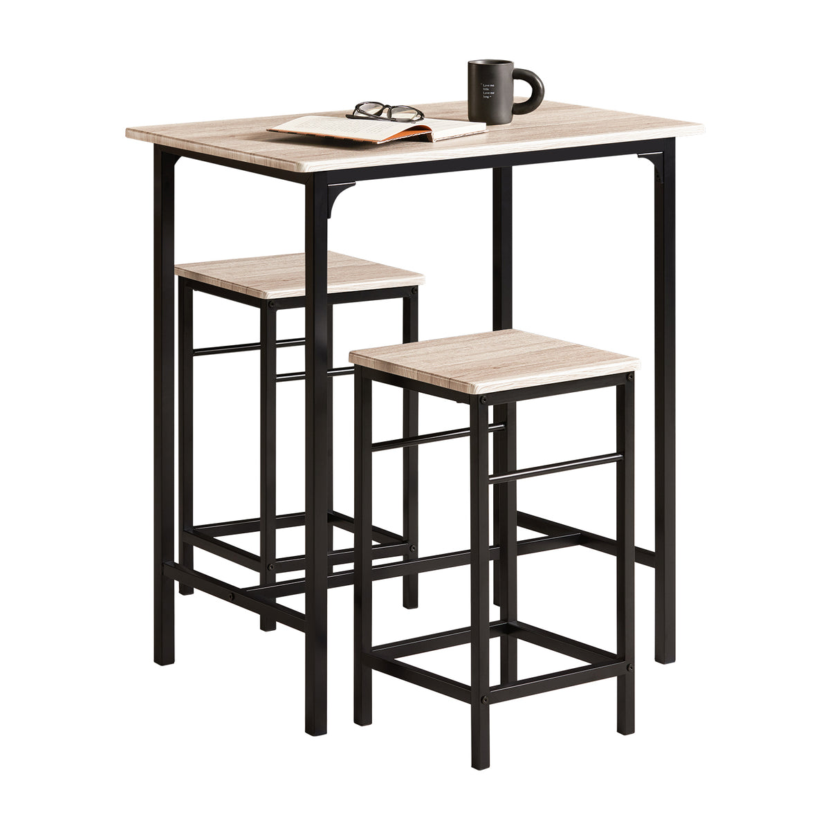 SoBuy OGT10-N, Bar Set-1 Bar Table and 2 Stools, Home Kitchen Breakfast Bar Set Furniture Dining Set, Wood