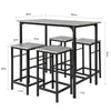 SoBuy OGT11-HG, Bar Set-1 Bar Table and 4 Stools, 5 Pieces Home Kitchen Breakfast Bar Set Furniture Dining Set, Grey