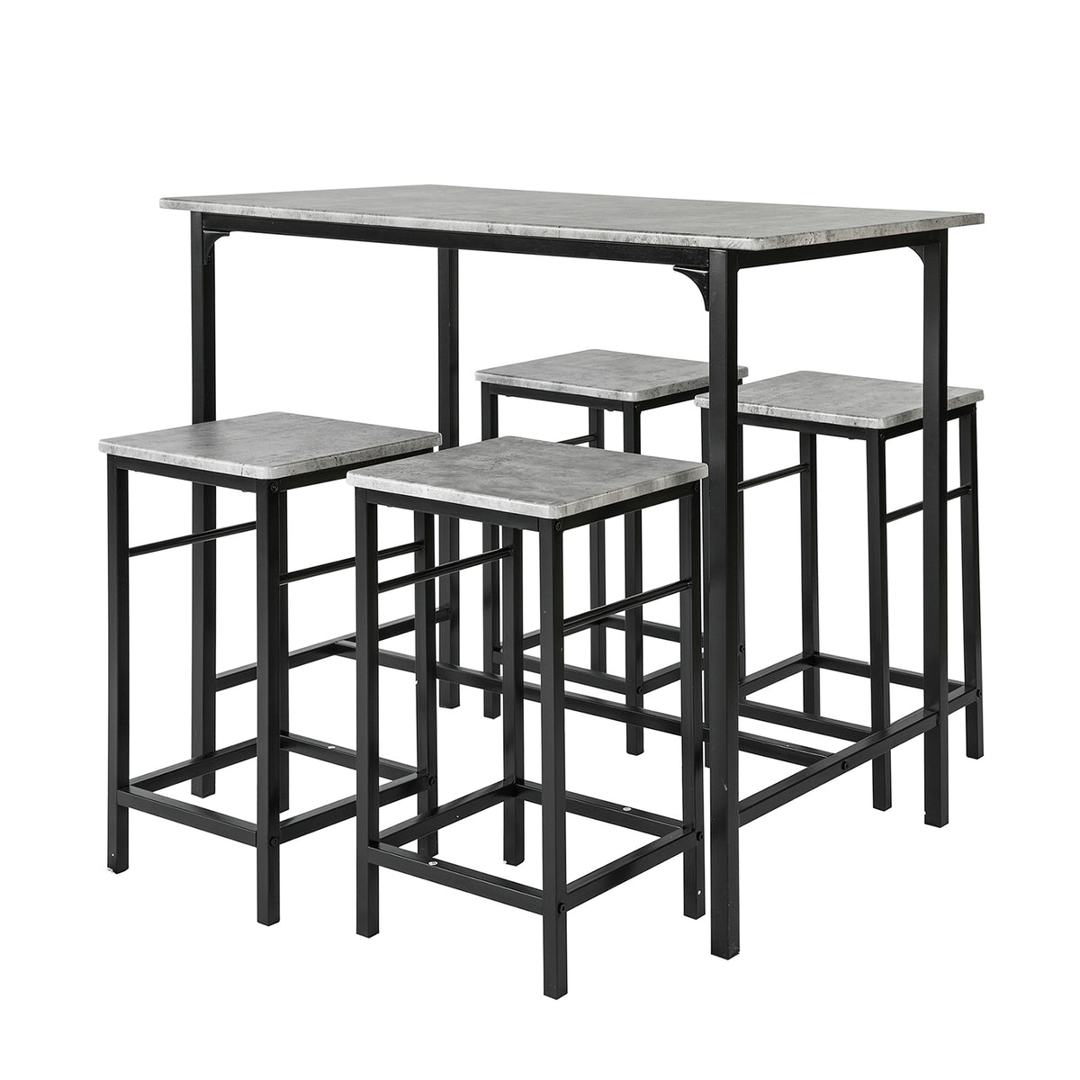 SoBuy OGT11-HG, Bar Set-1 Bar Table and 4 Stools, 5 Pieces Home Kitchen Breakfast Bar Set Furniture Dining Set, Grey