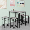 SoBuy OGT11-HG, Bar Set-1 Bar Table and 4 Stools, 5 Pieces Home Kitchen Breakfast Bar Set Furniture Dining Set, Grey