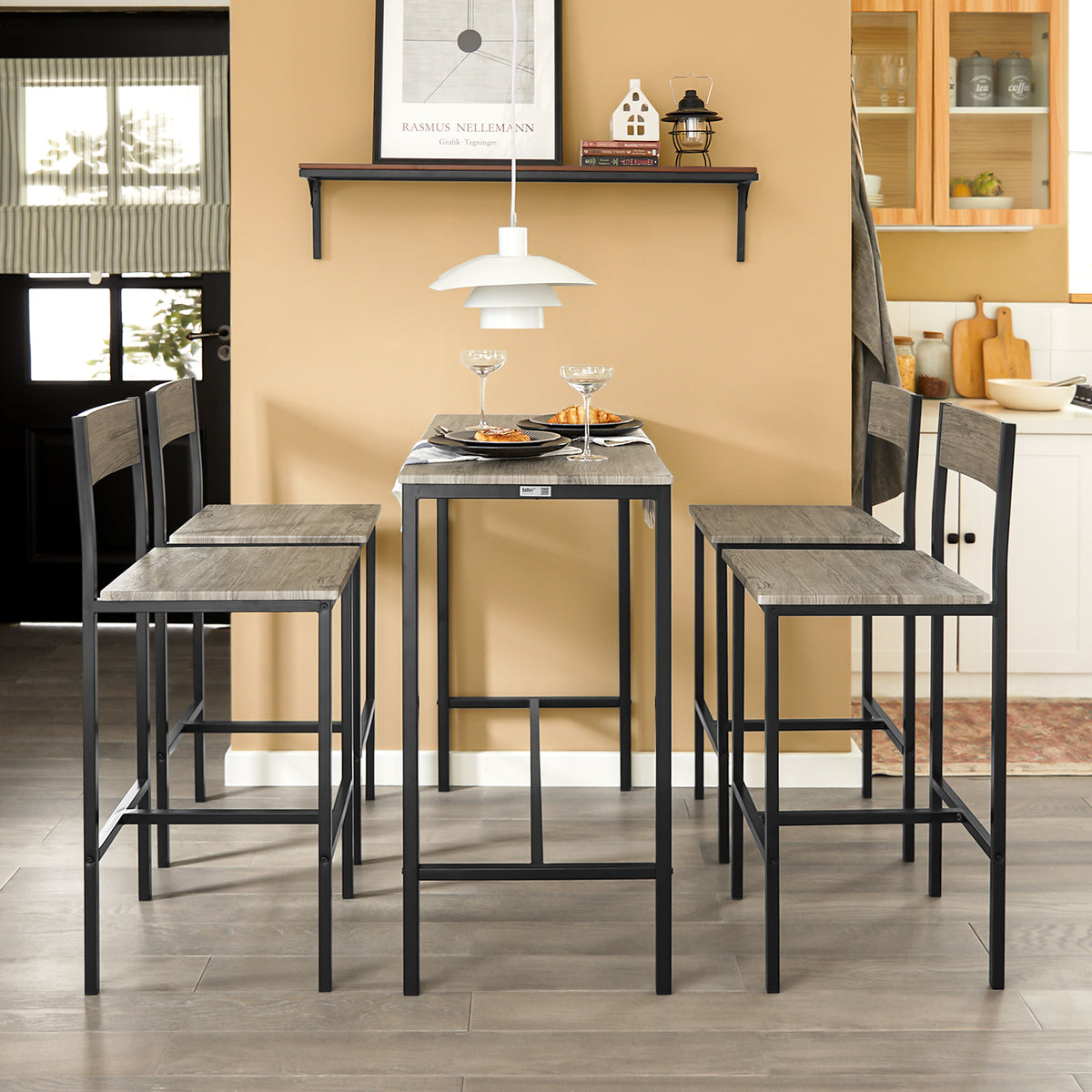 SoBuy OGT14N, Bar Set1 Bar Table and 4 Stools, Home Kitchen Furnitur SoBuyUK