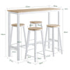 SoBuy OGT22-WN, Breakfast Bar and Stools Set 5-Piece Kitchen Dining Set with High Table & 4 Stools Space Saving Compact Bar Table for Small Kitchens and Flats Natural