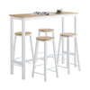 SoBuy OGT22-WN, Breakfast Bar and Stools Set 5-Piece Kitchen Dining Set with High Table & 4 Stools Space Saving Compact Bar Table for Small Kitchens and Flats Natural