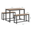 SoBuy OGT25-N, Dining Set - Dining Table and 2 Benches, Modern Industrial Design 3 Pieces Dining Room Furniture, Wood