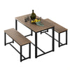 SoBuy OGT25-N, Dining Set - Dining Table and 2 Benches, Modern Industrial Design 3 Pieces Dining Room Furniture, Wood