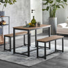 SoBuy OGT25-N, Dining Set - Dining Table and 2 Benches, Modern Industrial Design 3 Pieces Dining Room Furniture, Wood