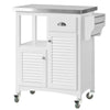 SoBuy FKW37-W, Kitchen Storage Serving Trolley Cart with Stainless Steel Worktop & Cupboards, White